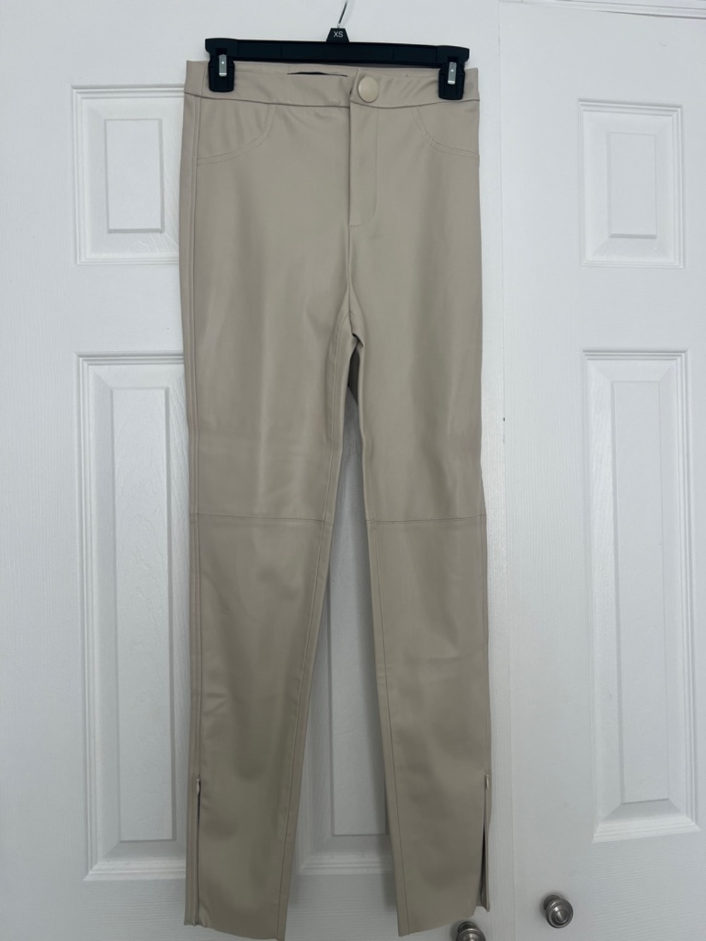 Zara Beige High-Rise Stretch Leggings